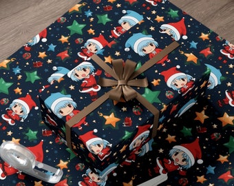 Wrapping Paper Christmas Wrapping Paper Anime Gift Wrap Anime Christmas Wrapping Paper Chibi Wrap Paper Festive Gift Wrap Holiday Wrapping