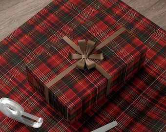 Geschenkpapier Klassische Weihnachten Kariertes Geschenkpapier Weihnachtsgeschenkverpackung Feiertagsgeschenkverpackung Tartan Geschenkverpackung Rote Weihnachtsverpackung Traditionell