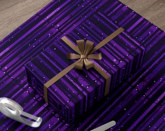 Wrapping Paper Spooky Stripes Purple Gothic Wrapping Paper Christmas Birthday Gift Wrap Striped Wrapping Paper
