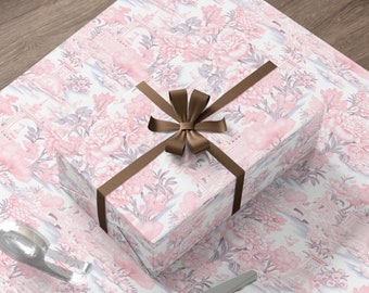 Wrapping Paper Chinoiserie Blush Pink Wrapping Paper Blush Pink Floral Toile Wrapping Paper Girly Birthday Gift Wrap Baby Shower Holiday