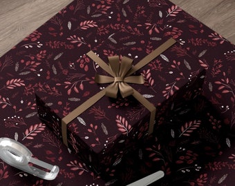 Wrapping Paper Dark Red Burgundy Minimalist Holiday Christmas