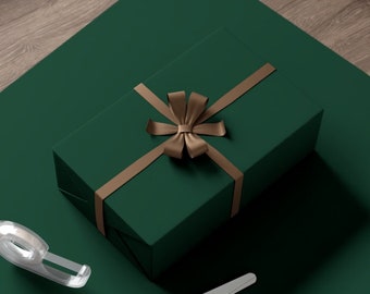 Dark Forest Hunter Green Kerstinpakpapier - Effen kleur Cadeaupapier - Feestelijke vakantie Cadeaupapier, Cadeaupapier