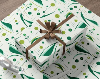 Wrapping Paper Mid Century Modern Atomic Mid Century Modern Wrapping Paper Green Gift Wrap Retro Wrapping Paper Holiday Gift Wrap