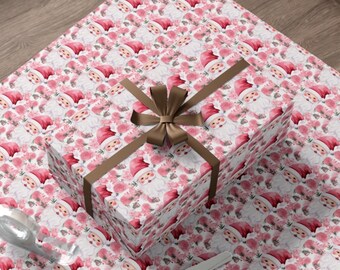 Pink Santa Watercolor Wrapping Paper for Pinkmas | Holiday Gift Wrap, Gift Wrap Papers, Pink, Christmas Wrapping Paper, Holiday Gift Wrap