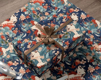 Wrapping Paper Anime Inspired Wrapping Paper Japanese Anime Gift Wrap Classic Japanese Animation Style Gift Wrap Unique Enthusiast Gift Wrap