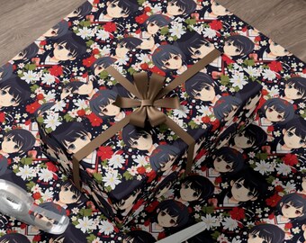 Anime-Inspired Wrapping Paper - Classic Japanese Animation Style Gift Wrap, Gift Wrap Papers, Classic Anime-Inspired Art Gift Wrap