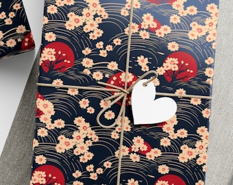 Papel de regalo de flor de cerezo japonés - Envoltura de regalo elegante con diseño tradicional - Estampado floral de Sakura - Regalo único de inspiración asiática