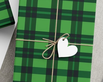 Wrapping Paper Green Plaid Wrapping Paper Festive Gift Wrap Holiday Gift Wrap Christmas Gift Wrap Eco Friendly Gift Packaging
