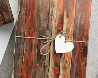 Peut inclure: Trois feuilles de papier d'emballage en bois brun et orange avec de la ficelle et des étiquettes en papier blanc en forme d'étoile et de cœur.