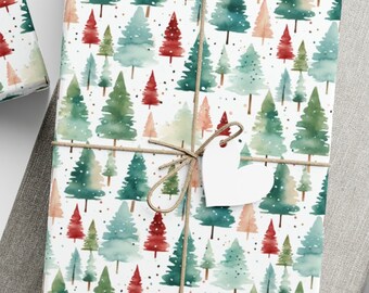 Papel de envolver árbol de Navidad de acuarela - Envoltura de regalo festivo, Papeles de envoltura de regalo, Envoltura de regalo de Navidad