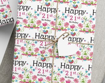 Papel de regalo Papel de regalo de 21 cumpleaños Diseño de cumpleaños Papel de regalo de feliz cumpleaños 21 Envoltura de regalo única Celebración de envoltura de fiesta de 21 cumpleaños