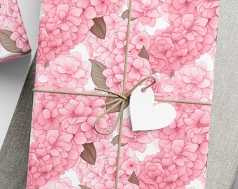 Roze hortensia bloemen inpakpapier - elegante cadeauverpakking voor bruiloften, verjaardagen en babyborrels, cadeaupapier