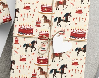 Equestrian Horse Lover Wrapping Paper - Rustic Equestrian Gift Wrap - Horse Themed Birthday or Occasion Wrapping Paper, Gift Wrap Papers