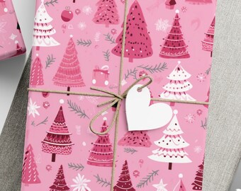 Wrapping Paper Pink Christmas Wrapping Paper Festive Gift Wrap Holiday Gift Wrap Snowflake Present Decoration Festive Wrapping Paper Roll