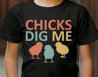 T Shirt Chicks Dig Me Short Sleeved Youth Tee Easter T-Shirt for Boys Cute Tshirt