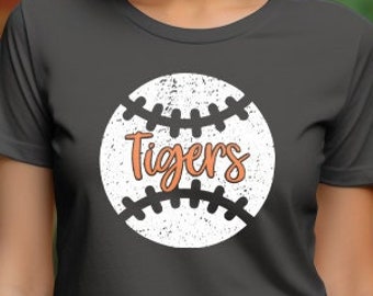 Tigers Baseball Orange Short-Sleeve Unisex T-Shirt, Tigers Baseball Mom, Tiger Baseball, Unisex Tigers T-Shirt - Orange Font Inside White