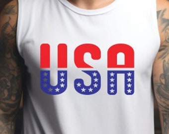 USA Muscle Shirt, Unisex Muscle Tank | USA Flag Print | Patriotic Sleeveless Shirt, USA Flag, 4th Of July Tank Top, Usa Flag Shirt