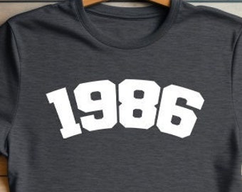 1986 Unisex t-shirt, Retro 80s Birthday Gift Tee - Classic Comfort, 1986 Shirt, 1986 Birthday Year Number Shirt, 1986 T-Shirt, Born In 1986
