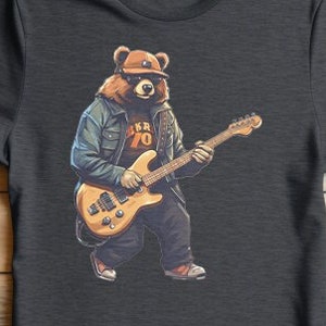 Bear Playing Bass Guitar Unisex T-Shirt | Music Lover Gift | Wildlife Graphic Tee, Unisex t-shirt, Bear Playing Bass Guitar Shirt