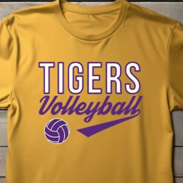 Tigers Volleyball Unisex t-shirt, Tigers Volleyball T-Shirt | Purple and White Team Tee, Tiger Volleyball Tee, Tigers Volleyball