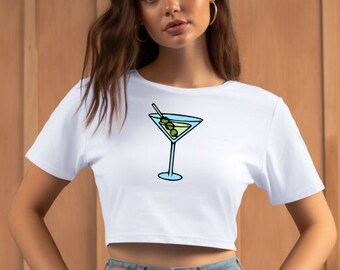 Martini Crop Top | Cocktail Shirt | Martini Lover Gift | Girls Night Top | Going Out Crop Top | Cocktail Lover Shirt