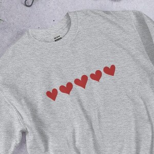 Sweatshirt Mini Hearts Embroidered Unisex Crewneck Sweatshirt Valentine&#39;s Day Design
