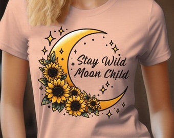 Koszulka walentynkowa unisex Koszulka Stay Wild Moon Child Graphic Tee Shirt