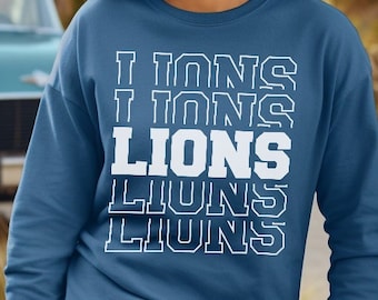 Sweatshirt Lions Football Spirit Apparel Unisex Crewneck School Mascot Sweatshirt Game Day Gear School Spirit Wear Teacher Gameday Shirt