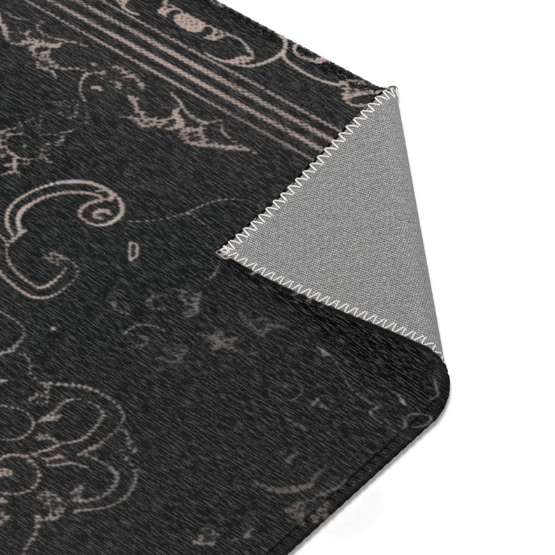 Rug Dark Academia Durable Polyester Chenille Rug Hemmed Edges Multiple Sizes Witchy Black Gothic Area Rug Home Decor image 8