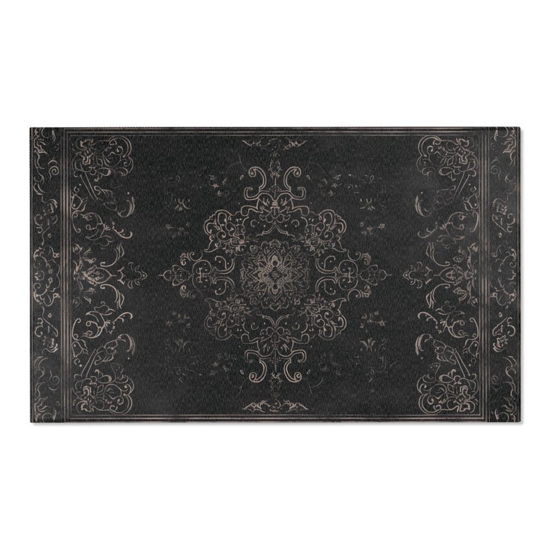 Rug Dark Academia Durable Polyester Chenille Rug Hemmed Edges Multiple Sizes Witchy Black Gothic Area Rug Home Decor 60" × 36"