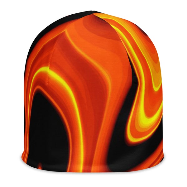 Flame Pattern Beanie - Stylish and Warm Fire Design Hat, All-Over Print Beanie, New, 2023 Flames, Fire Cozy And Soft, Snowboarding