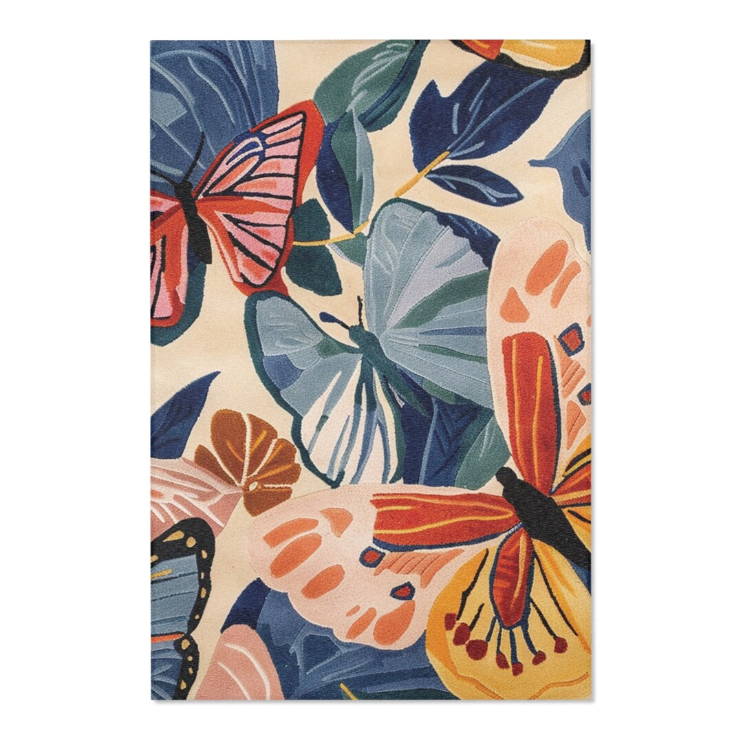 Rug Colorful Butterfly Living Room Decor Butterfly Pattern Design ...