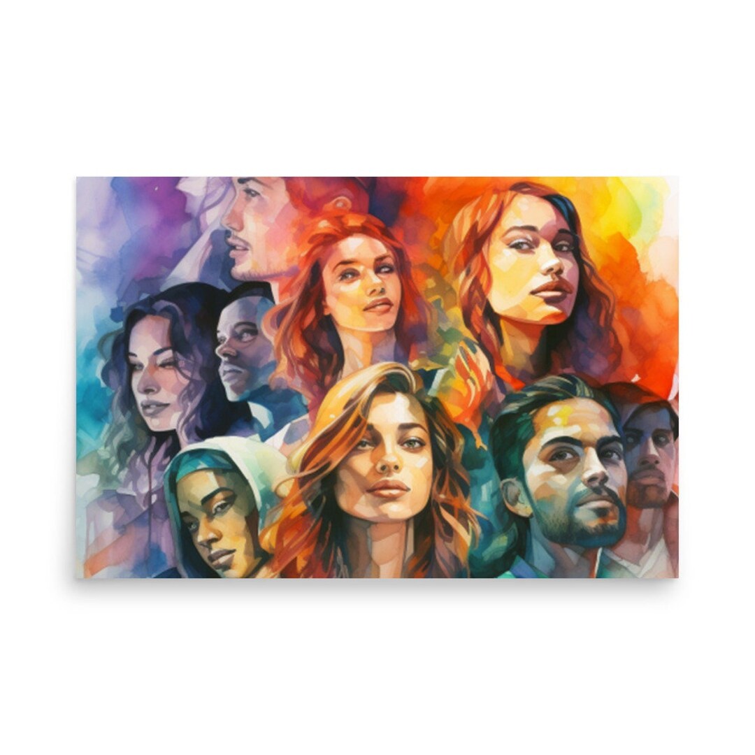Vibrant Watercolor People Poster - Colorful Art Print - Inclusive Wall ...