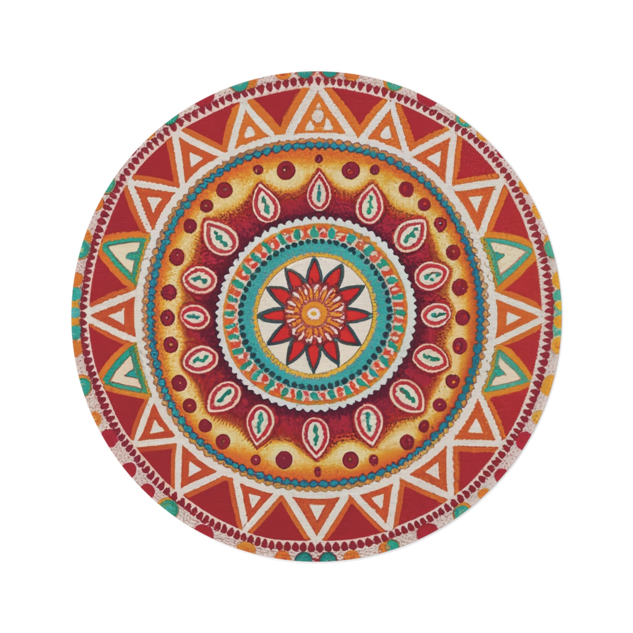Rug Bohemian Inspired Decor Hindu Circle Rug 5ft Round Colorful Hippie ...