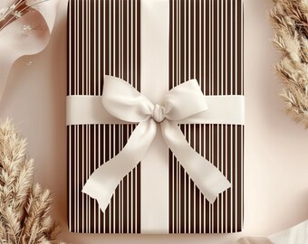 Agregue sofisticación a sus regalos con papel de regalo a rayas de chocolate Cumpleaños Vacaciones Navidad Envoltura de regalo de alta calidad Elegante