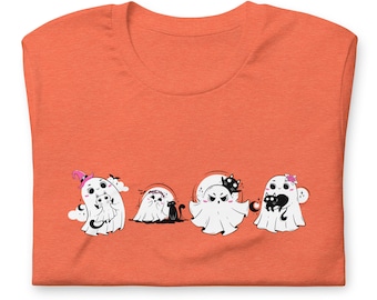 Cute Ghost and Black Cat Shirt | Halloween Cat T-Shirt | Spooky Cat Tee | Cute Halloween Shirt | Cat Lover Gift