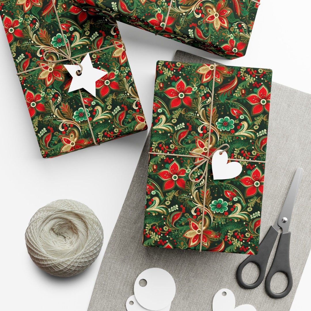 Festive Christmas Wrapping Paper - Holiday Gift Wrap for Xmas Presents ...