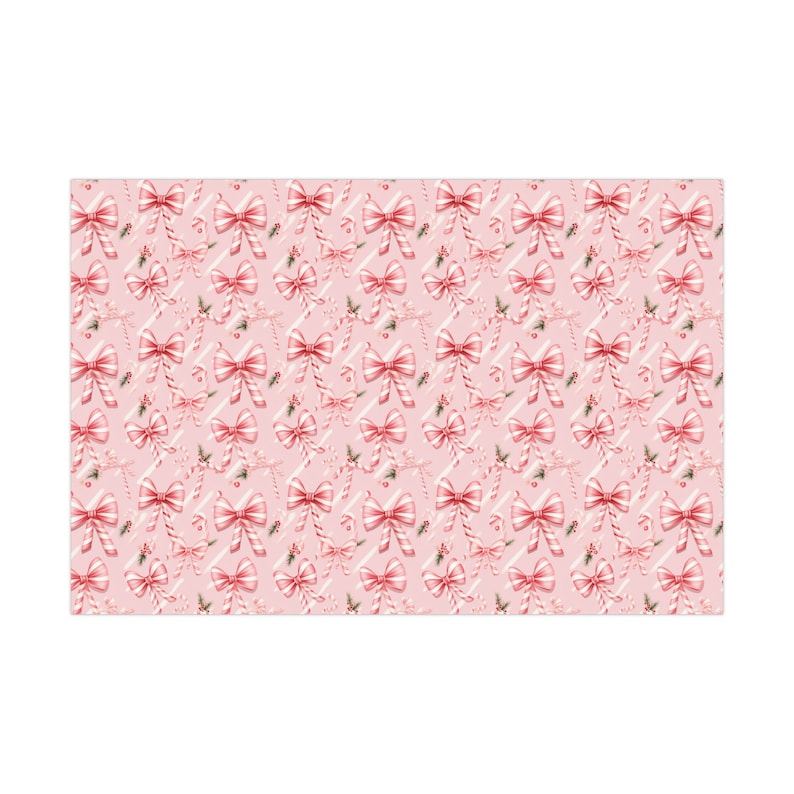 Wrapping Paper Christmas Wrapping Paper Blush Bow Candy Cane Pink Gift ...