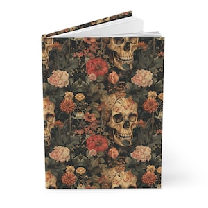 Journal Dark Academia Aesthetic Matte Hardcover Journal Moody Botanical Skull Lined Notebook Gothic Journal