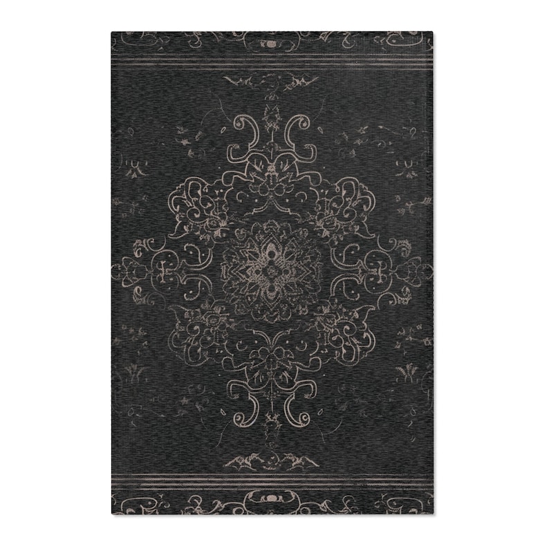 Rug Dark Academia Durable Polyester Chenille Rug Hemmed Edges Multiple Sizes Witchy Black Gothic Area Rug Home Decor 24" × 36"