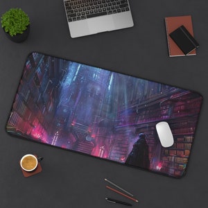 Desk Mat Dark Academia Desk Mat Witchy Large Writing Pad Enchanted Library Design Mystic Keyboard Pad Home Office Deskmat Study Mouse Pad