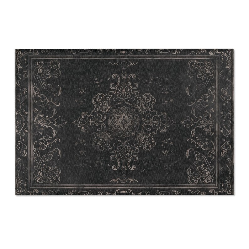 Rug Dark Academia Durable Polyester Chenille Rug Hemmed Edges Multiple Sizes Witchy Black Gothic Area Rug Home Decor 36" × 24"