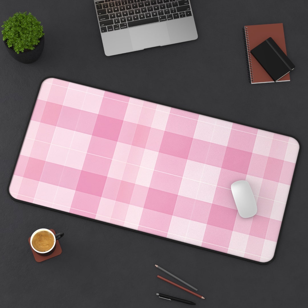 Desk Mat Pink Desk Mat Trendy Checkered Aesthetic Desk Pad Etsy