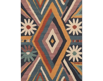 Rug Colorful Kilim Area Rug Bedroom Aesthetic Design Mid Century Modern Rug Kitchen Rug Cool Rug Vibrant Floor Mat