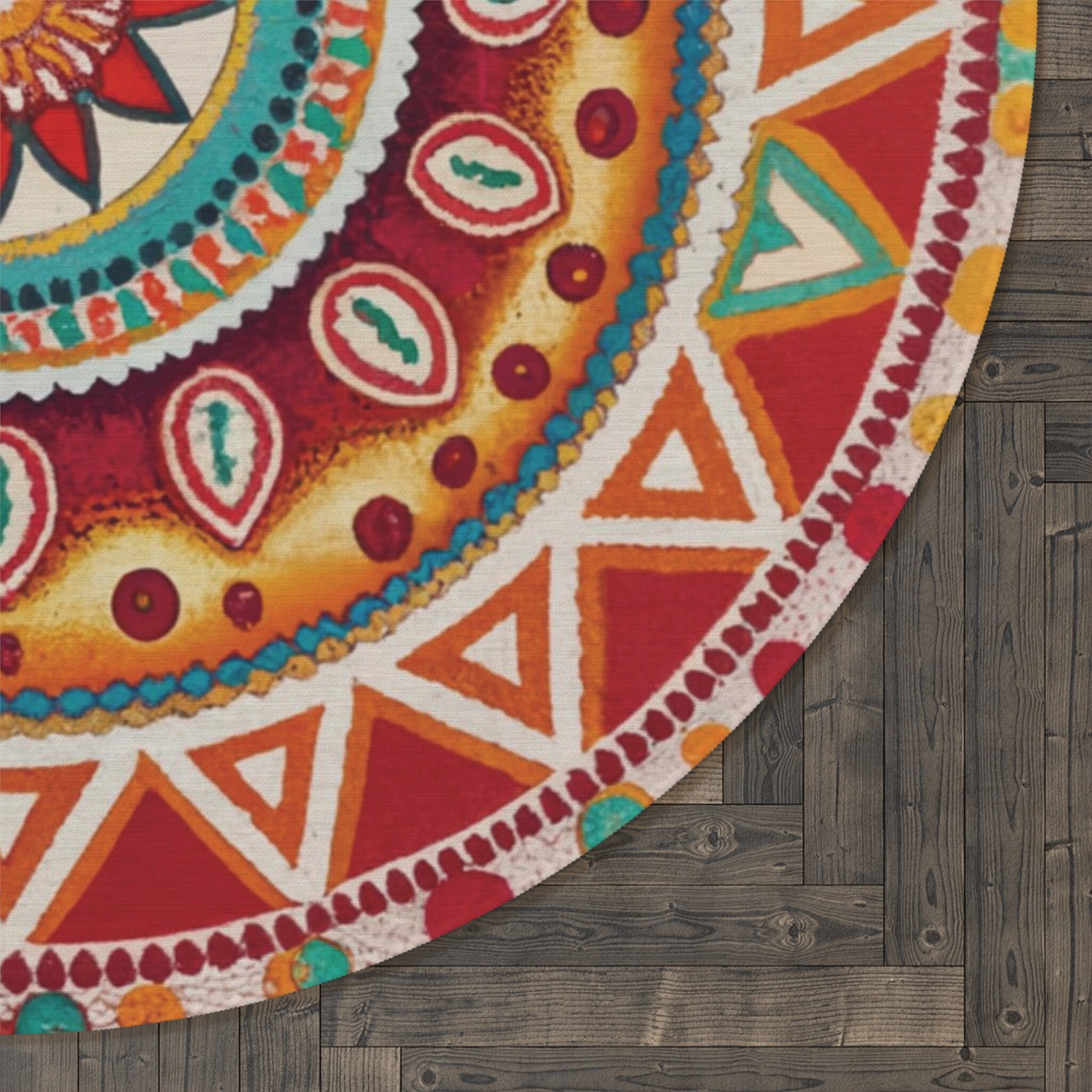Rug Bohemian Inspired Decor Hindu Circle Rug 5ft Round Colorful Hippie ...