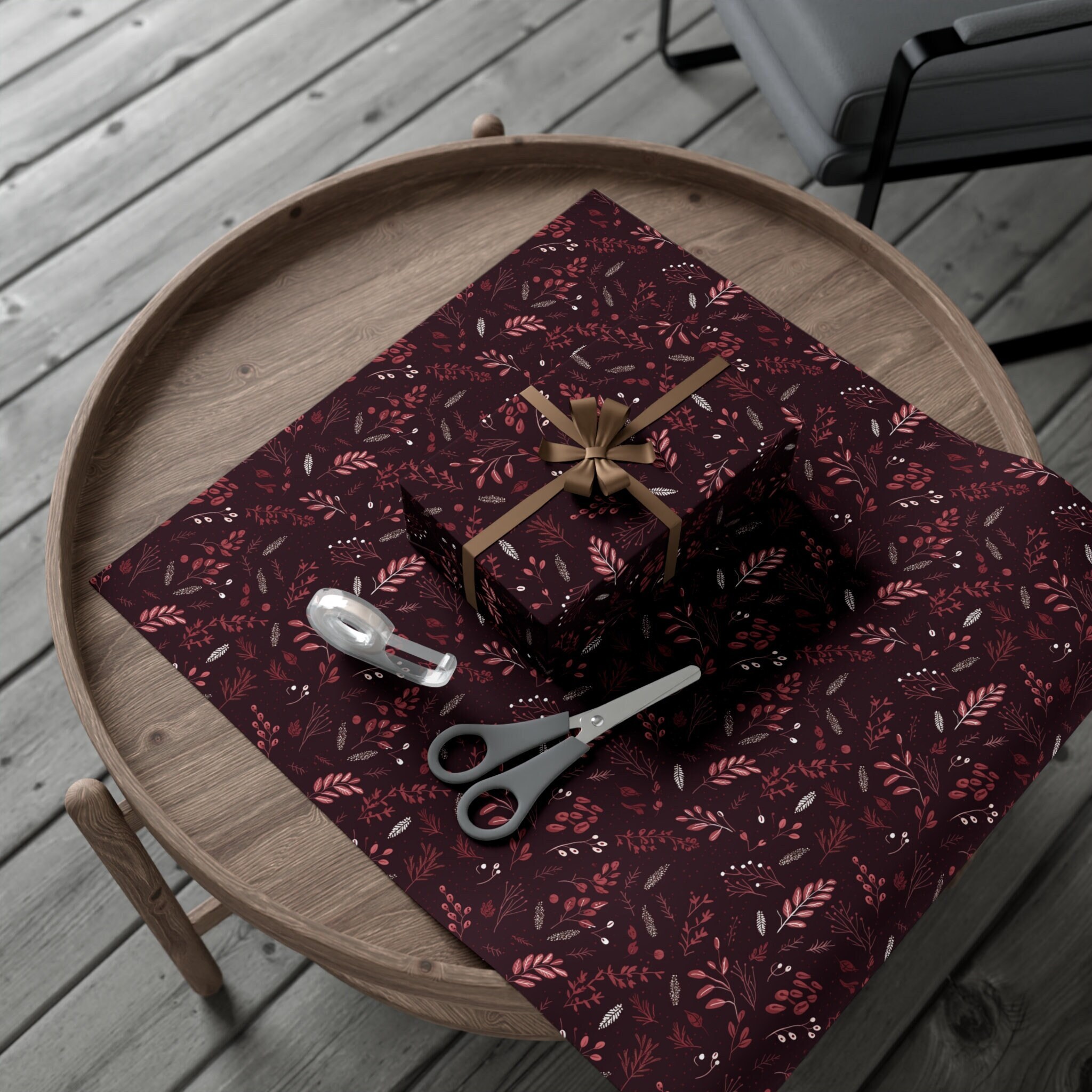 Wrapping Paper Dark Red Burgundy Minimalist Holiday Christmas Wrapping Paper Christmas Gift Wrap Dark Red Wrapping Paper Burgundy Gift Wrap