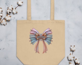 Tote Bag Balletcore Bow Coquette Aesthetic Fashion Accessory Eco Friendly Tote Bag Ballet Core Design Reusable Shopper Sustainable