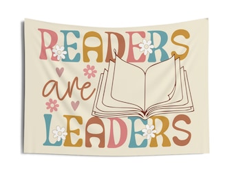 Wandteppich Leser sind Anführer Dekor Klassenzimmer Wandteppich Inspirierende Banner Lesewandkunst