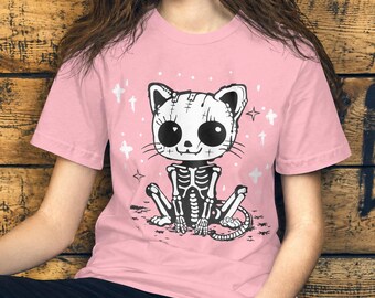 Pastel Goth Cat Shirt, Skeleton Cat T-Shirt, Creepy Cute Goth Tee, Kawaii Cat Shirt, Alternative Gothic Clothing