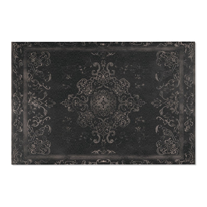 Rug Dark Academia Durable Polyester Chenille Rug Hemmed Edges Multiple Sizes Witchy Black Gothic Area Rug Home Decor 72" × 48"